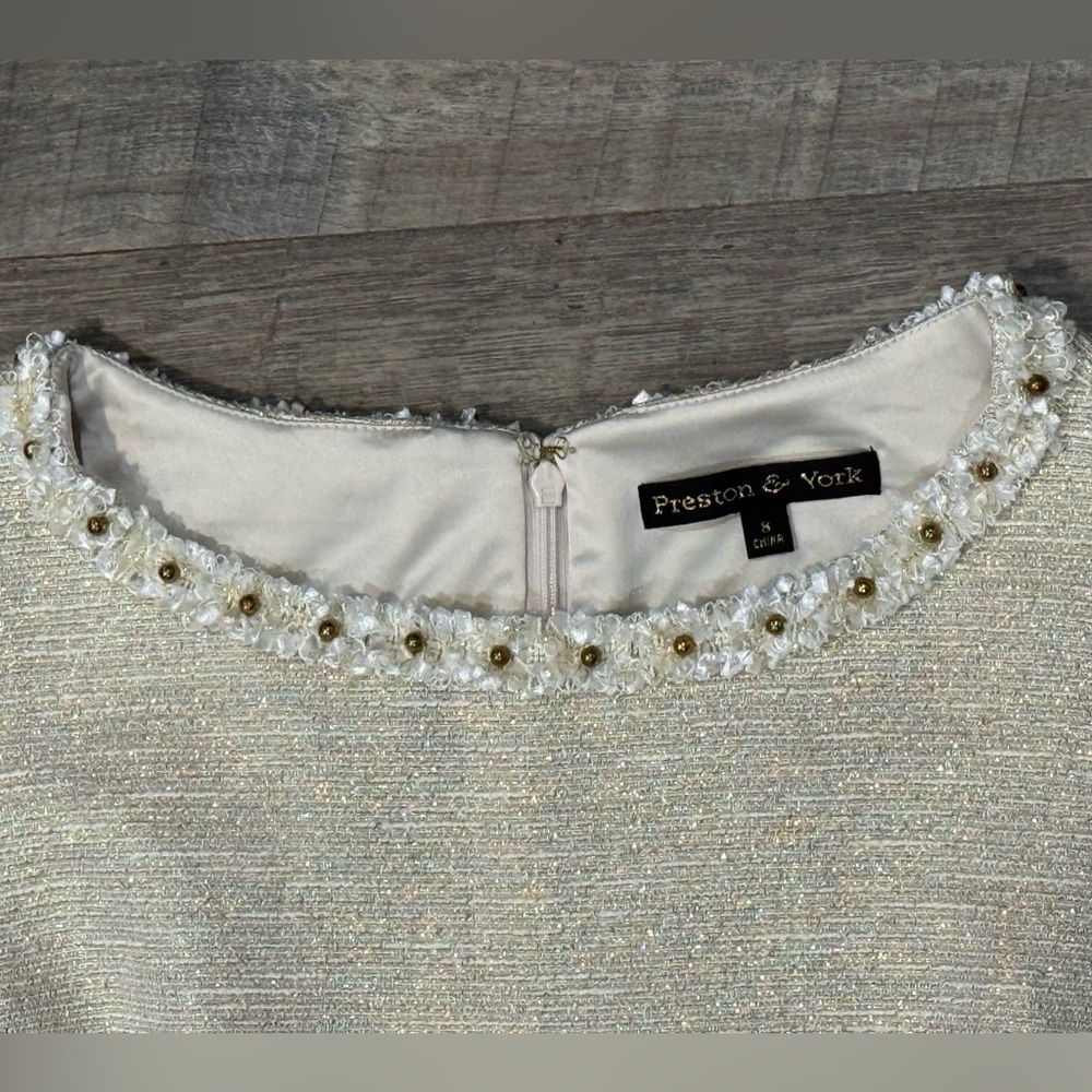 Preston & York Womens Cream gold Strapless Dress Size 8 - Picture 6 of 8